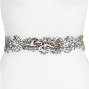Nordstrom Glint Gray S/M Beaded Waist Belt